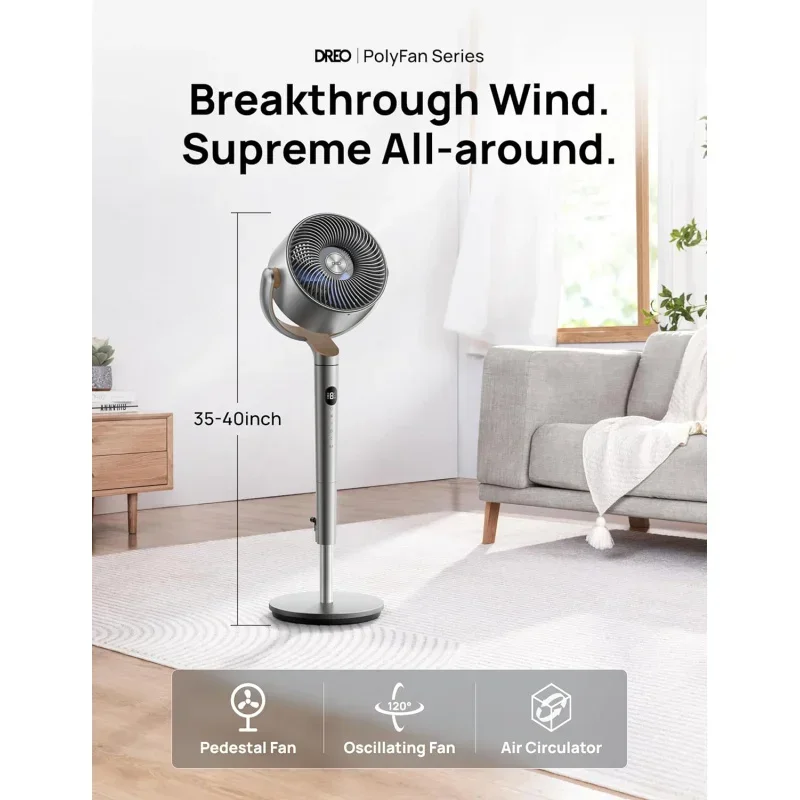 QWStanding ,120° 120°Omni-Directional Oscillating Fan For Bedroom,80 Ft Circulator With Remote,DC Motor Quiet Pedestal