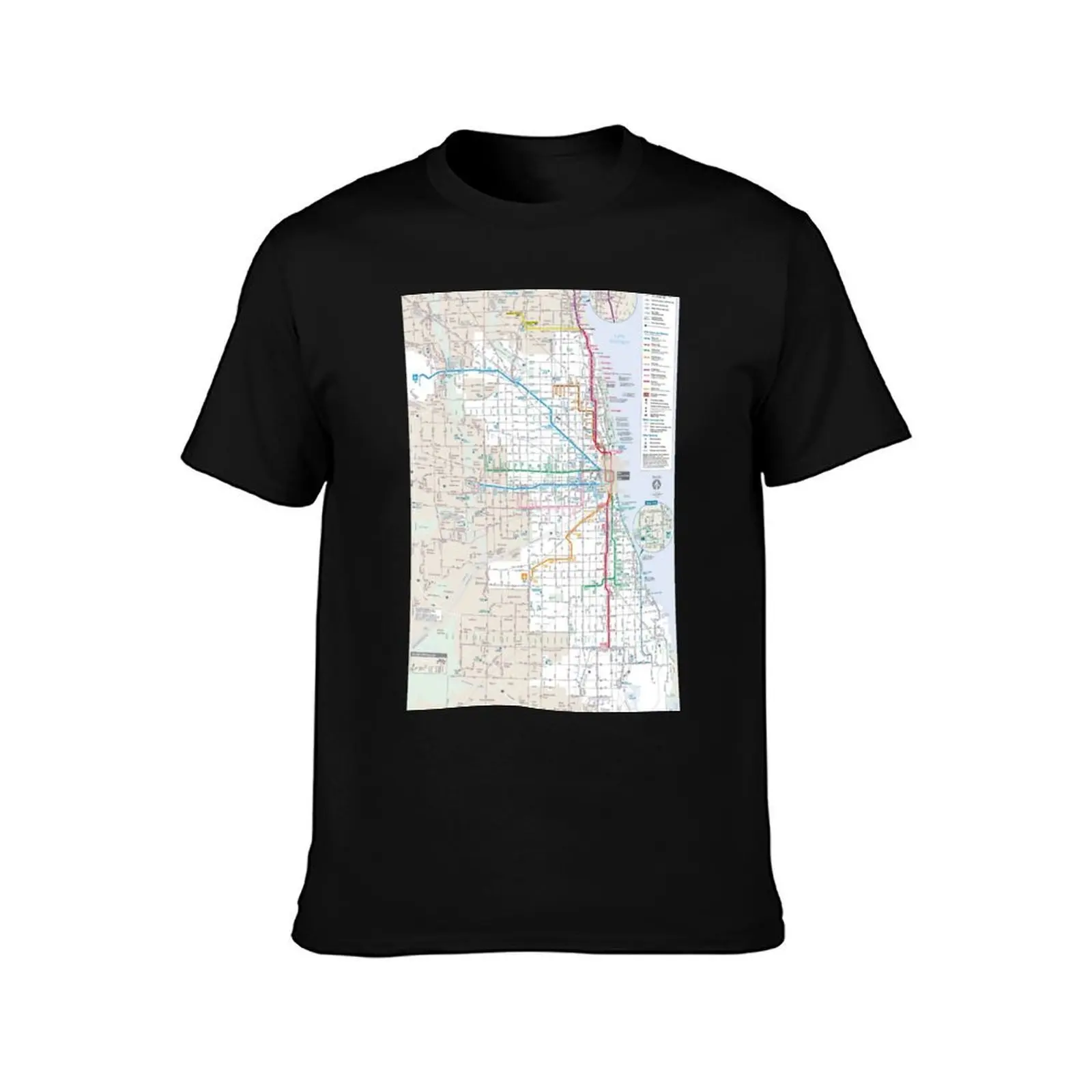 Chicago Transit Authority Map CTA Map T-Shirt Simple Casual Short Sleeve Cotton T-Shirt