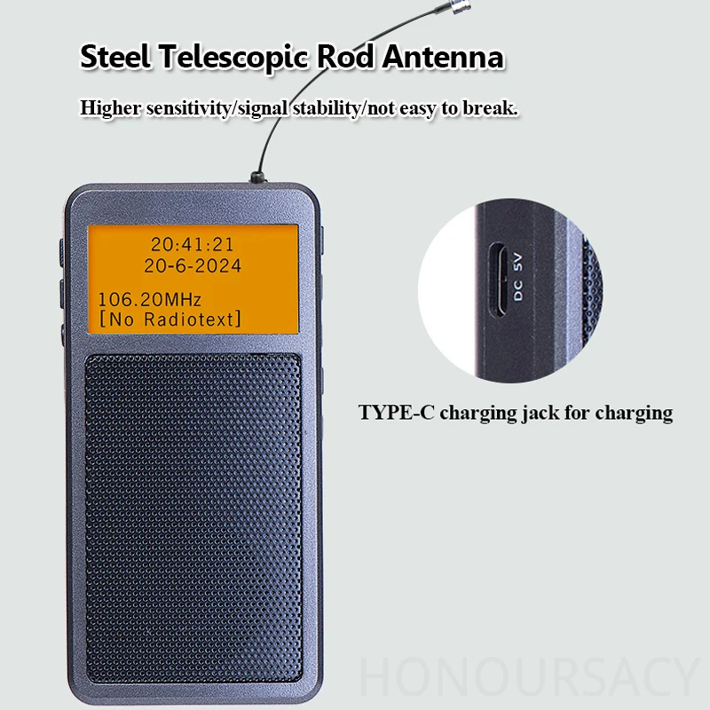 

Dsp FM стерео радиоприемник карманный портативный Bluetooth FM-радиостанция беспроводной Bluetooth5.0 динамик с подсветкой аккумулятора экран будильник