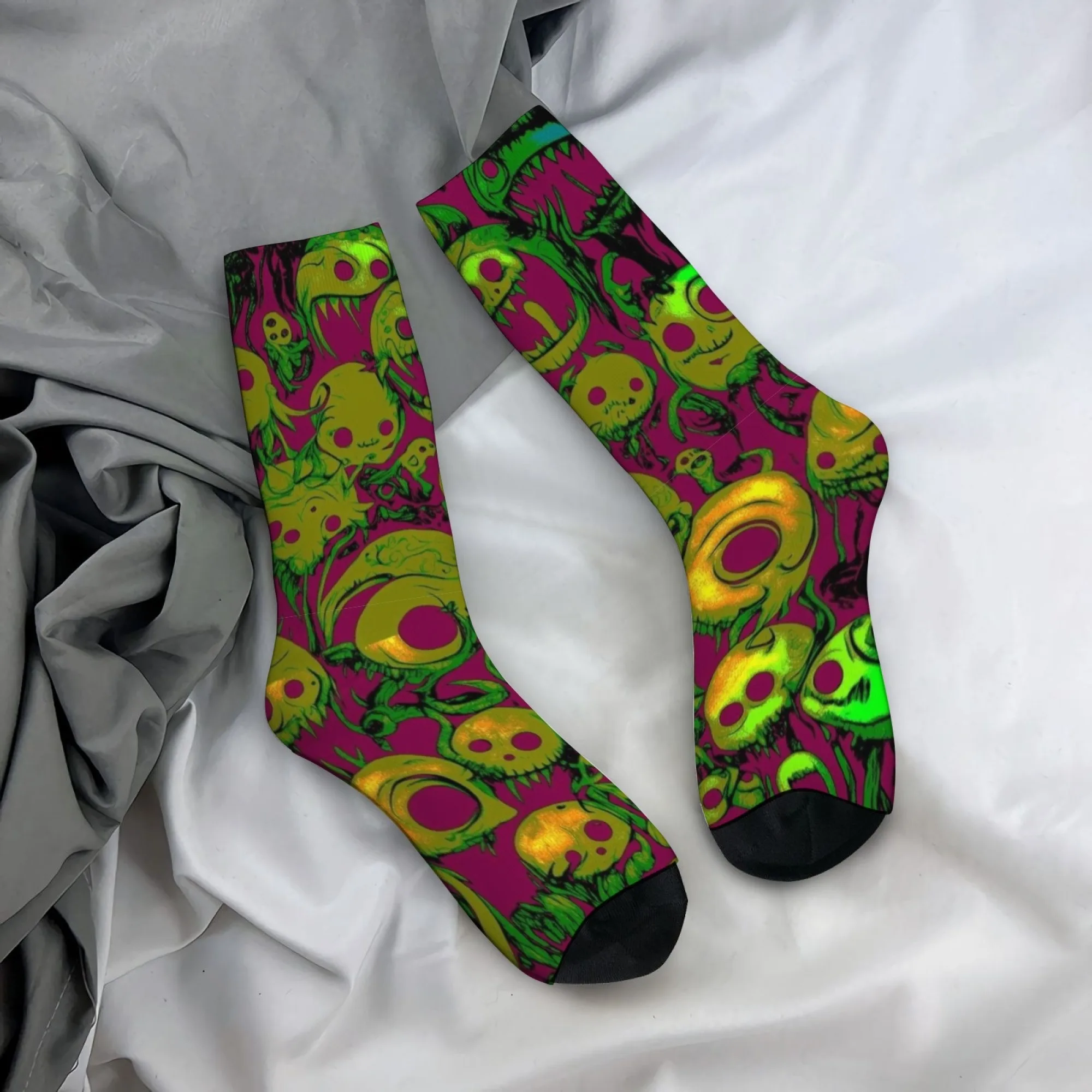 Harajuku Retro Psychedelic Bizarre Dark Fantasy Creature-Themed Herrensocken, neuartige Streetstyle bedruckte Freizeitsocken als Geschenk