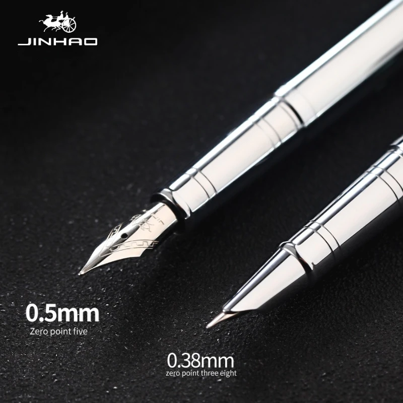 Imagem -05 - Jinhao Fine Nib Caneta-tinteiro para Escrever Canetas de Tinta Financeira All Steel Material Escolar e de Escritório Papelaria pk 9019