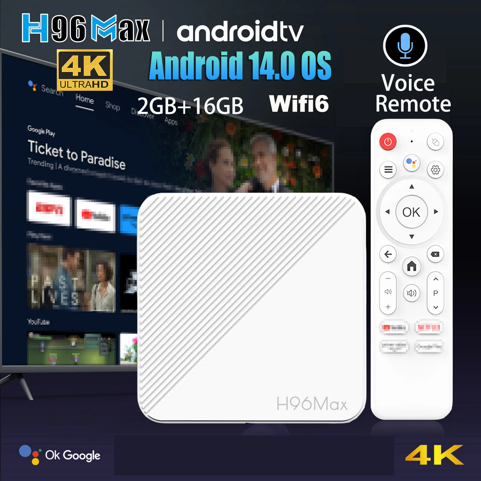 D Android 14.0 OS TV Box H96 MAX Allwinner H313 with 100M Lan 4K HDR 2.4G 5G wifi6 8GB 16GB 3D Media Player