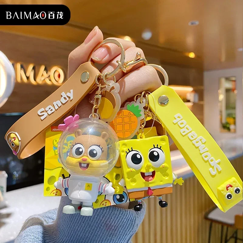 SpongeBob SquarePants Anime Figure Patrick Star Squidward Tentaces PVC Doll Keychain Bag Key Ring for Kids Toys Birthday Gifts