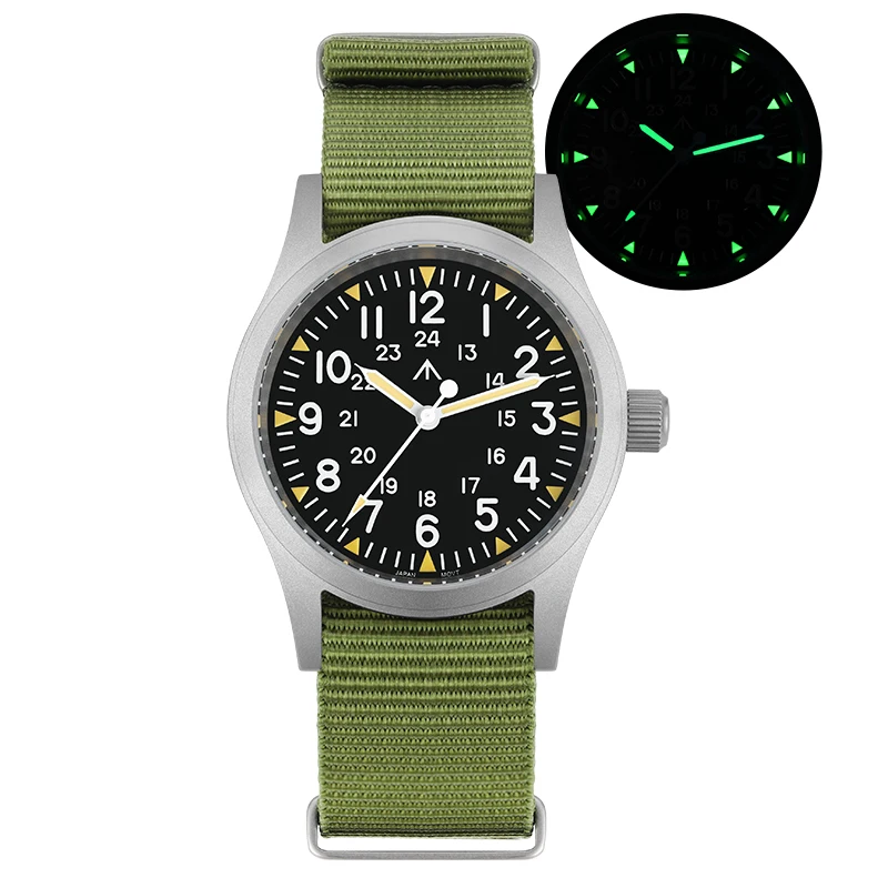 Militado ML05 Vintage Watch VH31 Sweep Second Movement Domed Sapphire Crystal With High Clear AR Coating Luminous 38mm Watches image 3