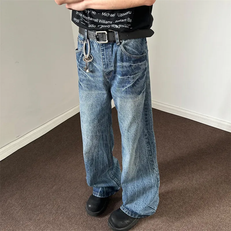 الأمريكية الرجعية مستقيم الساق الرجال الجينز نظيفة تناسب السراويل الطويلة Waed الدنيم عادية فضفاض مستقيم قطع الشباب ular جميع الفصول