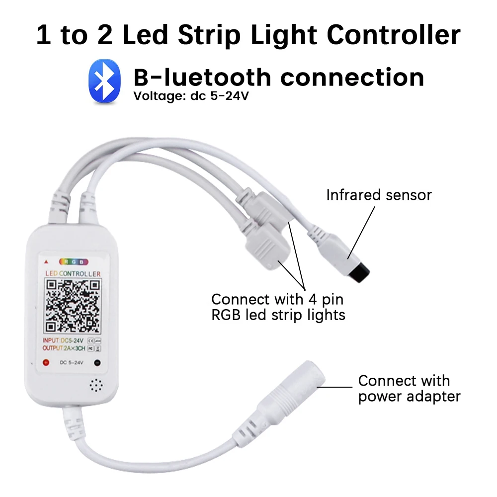 Luzes led controladas por voz com controlador 40 teclas controlador de música sete cores led string inteligente app acessórios de luz