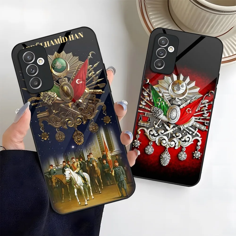 Ottoman Empire Coat Of Arms Phone Case Glass for Samsung Galaxy S24 S20 S21 S22 S23 Ultra Fe Plus A34 A54 A24 A52 A53 M54 Cover