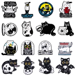 Creative Cute Pistol Black Cat Enamel Lapel Brooch Cartoon Fish Tank Animal Metal Badge Fashion Pin Accessories Jewelry Gift