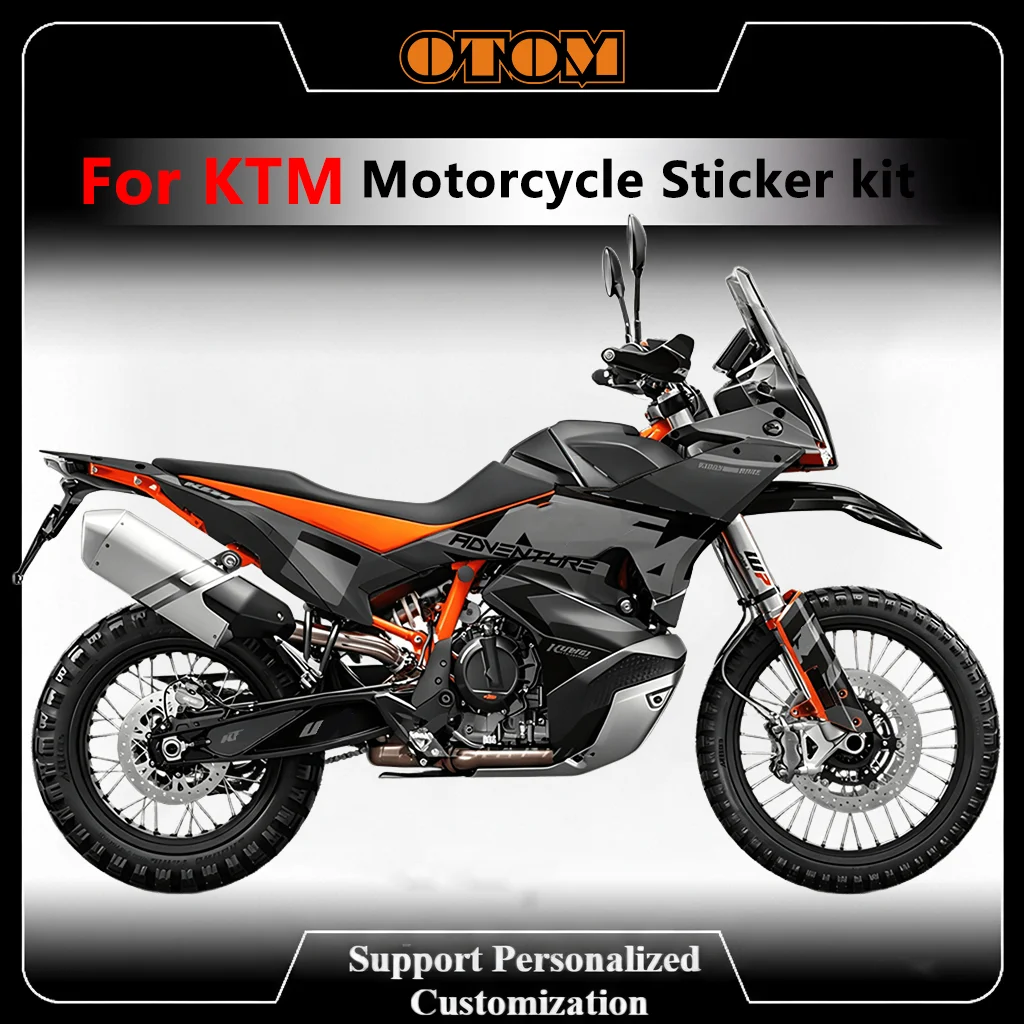 OTOM Customize Motorcycle Graphics Decals for KTM 2023-2026 Adventure 790 890 S R Glossy Background Full Sticker Kit