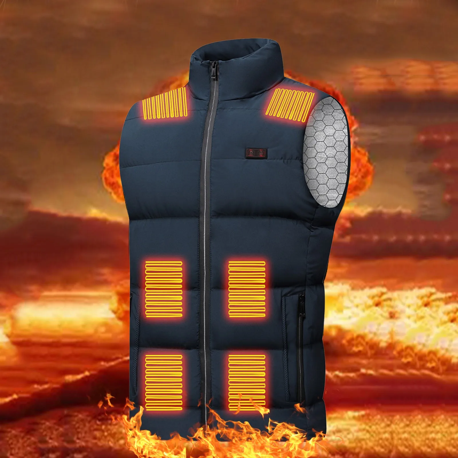 Winter Women Heated Vest 15 Heating Zones Unisex Heated Vest Outerwear Zipper Outdoor Warm Lightweight USB Heated Vest Jacket