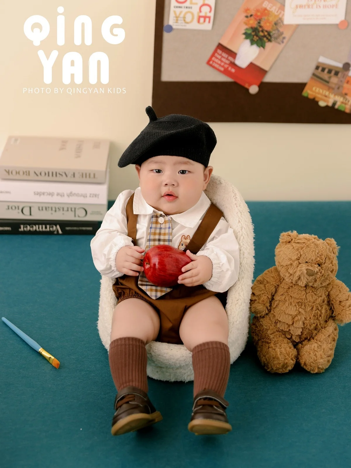 

Childrens photography clothing Maillard style babys hundred day photo annual photo clothing little gentleman painter theme bebê