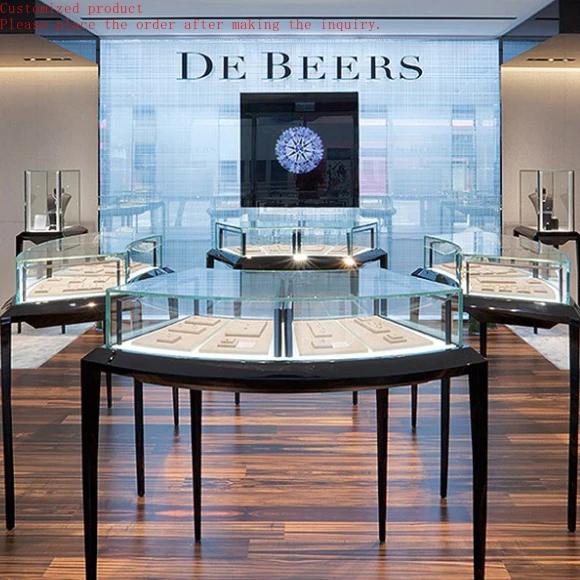 

Custom.Customized Jewelry Shop Interior Layout Window Decoration Design Retail Luxury Jewelry Display Showcase Cabinet Counter D