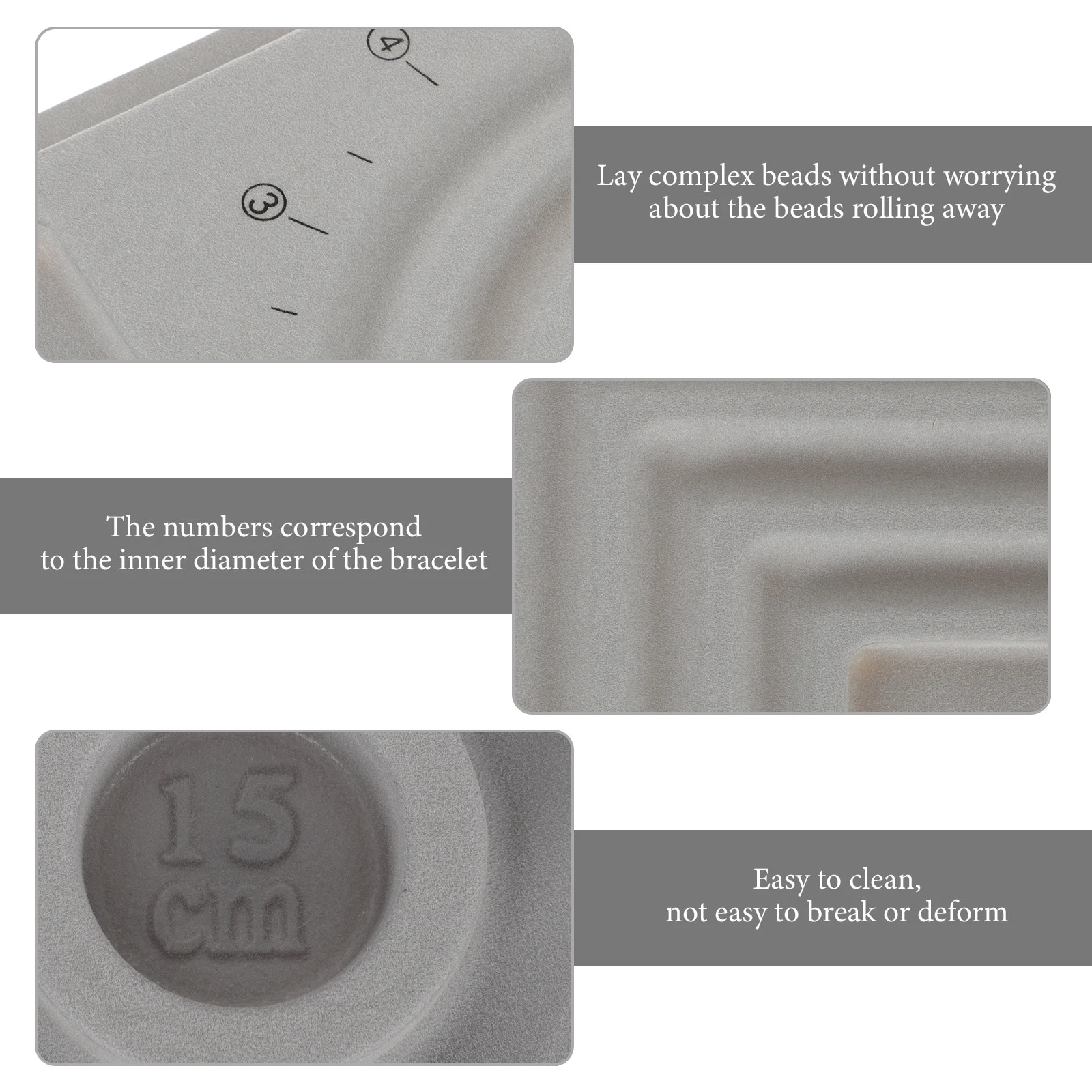 

2pcs Bead Design Board for Necklace Making Grey Bracelet Measurement Board with Groove Prevent Rolling Beads Arranging Stringing