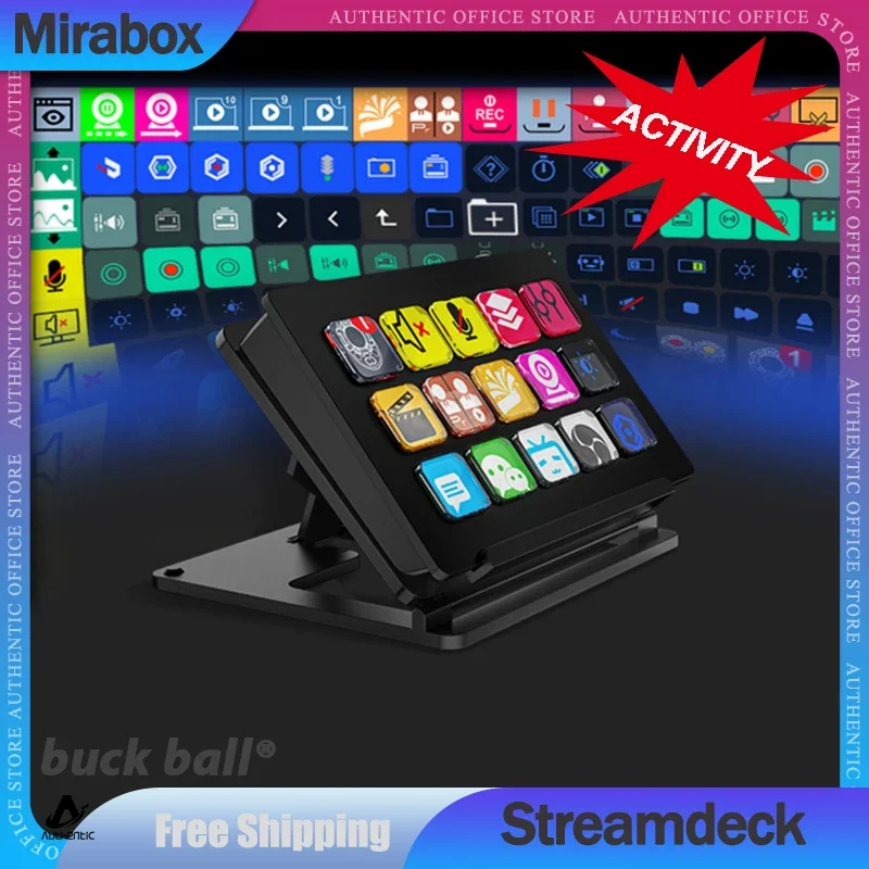 StreamDeck Keyboard LCD Button 15Key Live Content Creation Visual Controller Custom Button For Windows/MacOS/Android/iOS Gifts