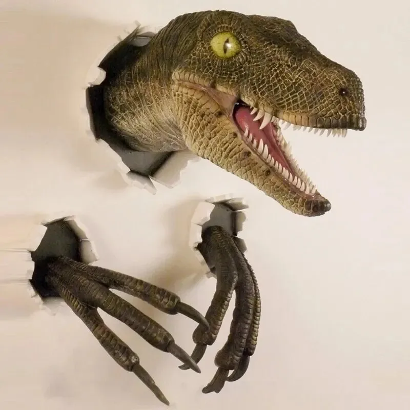 A Set Of Velociraptor Wall Decoration Dinosaur Wall Statues Crafts 3d Wall Fixtures Furniture Furniture Stickers image 2