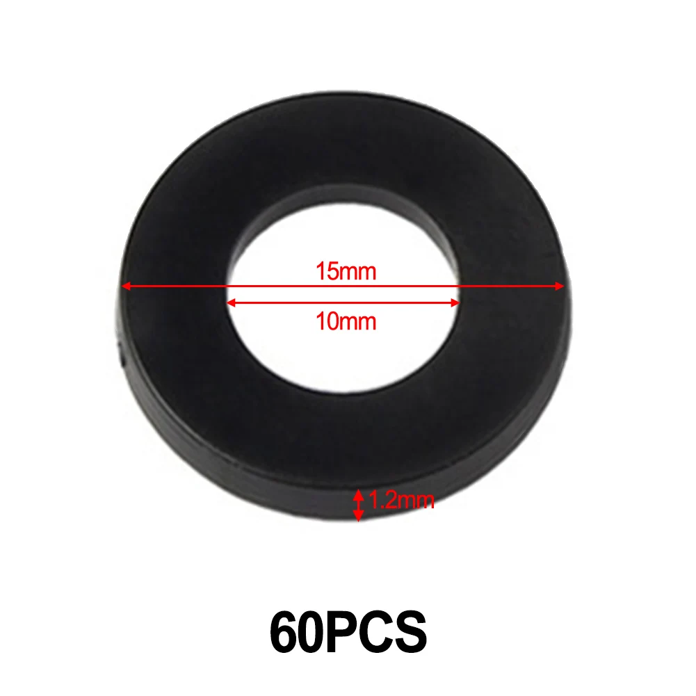 Brand New Practical Hinge Rings Parts Suitable For Interior Doors Washer Wear Resistant 60pcs Accessories Black