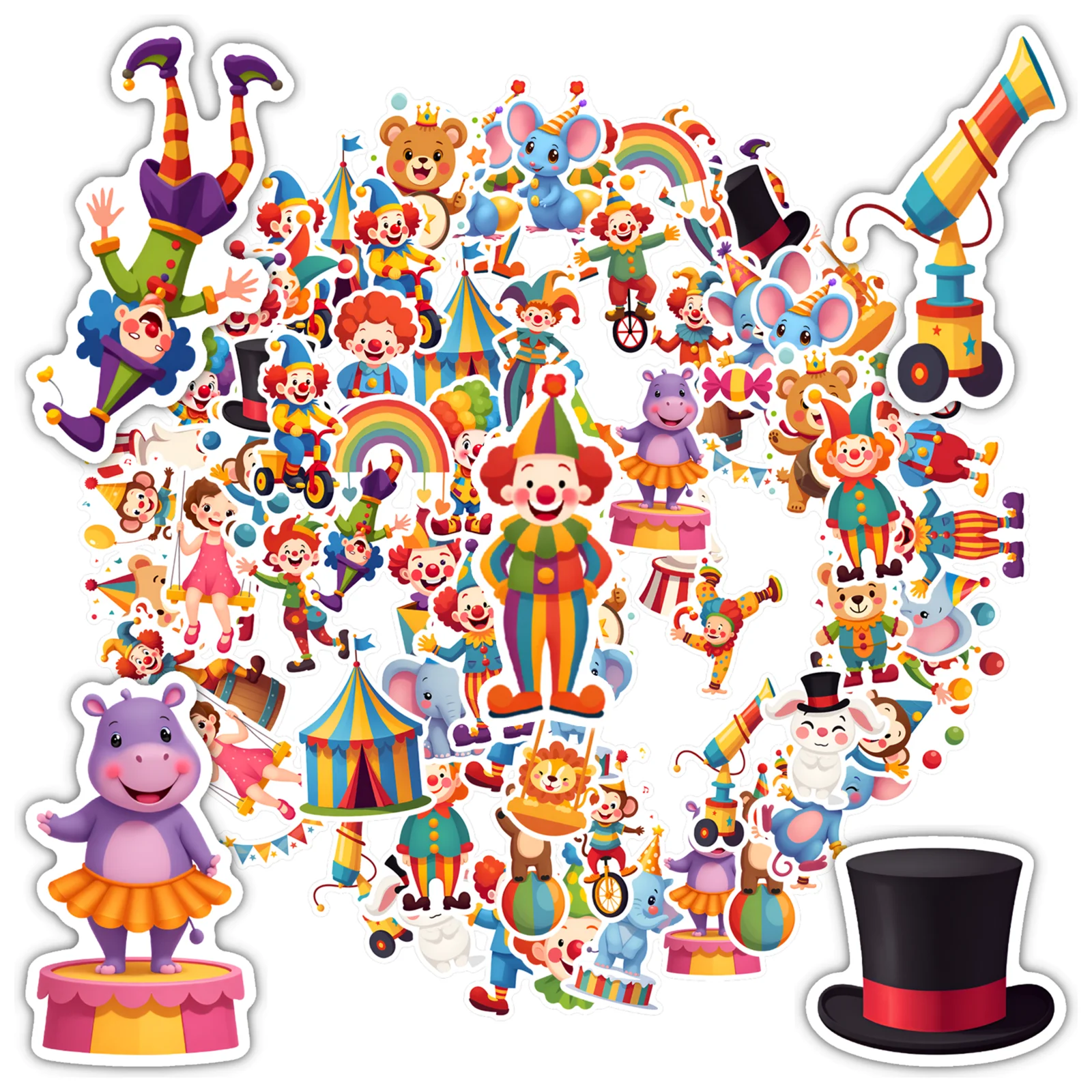 

35 шт.-50 шт. красочные цирковые наклейки, игривые вечерние забавные наклейки, награды учителя, наклейки для ноутбука, мотоцикла, багажа, телефона