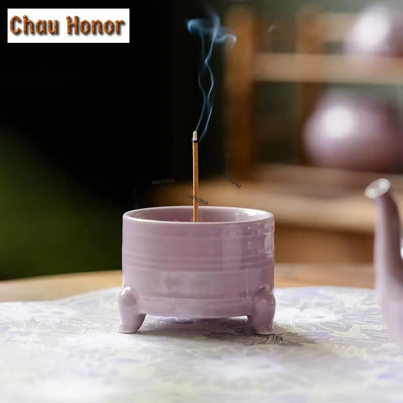 Purple Round Tripodia Incense Holder Diffuser Incense Burners Mosquito Repellent Incense Aromatherapy Censer Cafes Ornaments