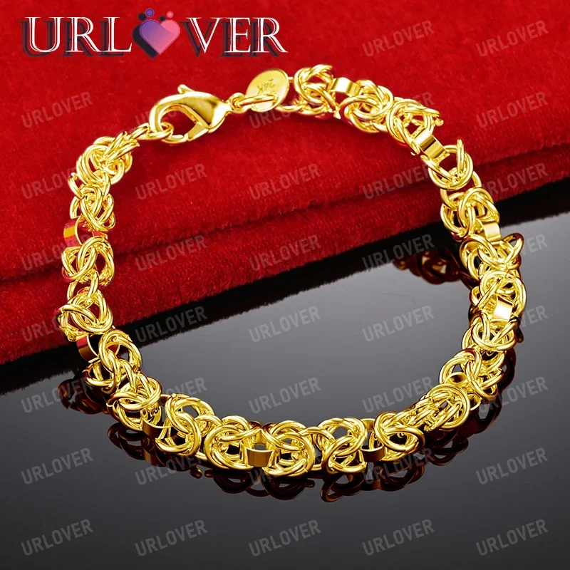 

URLOVER 18K Gold Bracelet Woman Men Hip Hop Rock Chain Bracelets Party Wedding Engagement Fashion Luxury Jewelry Gifts