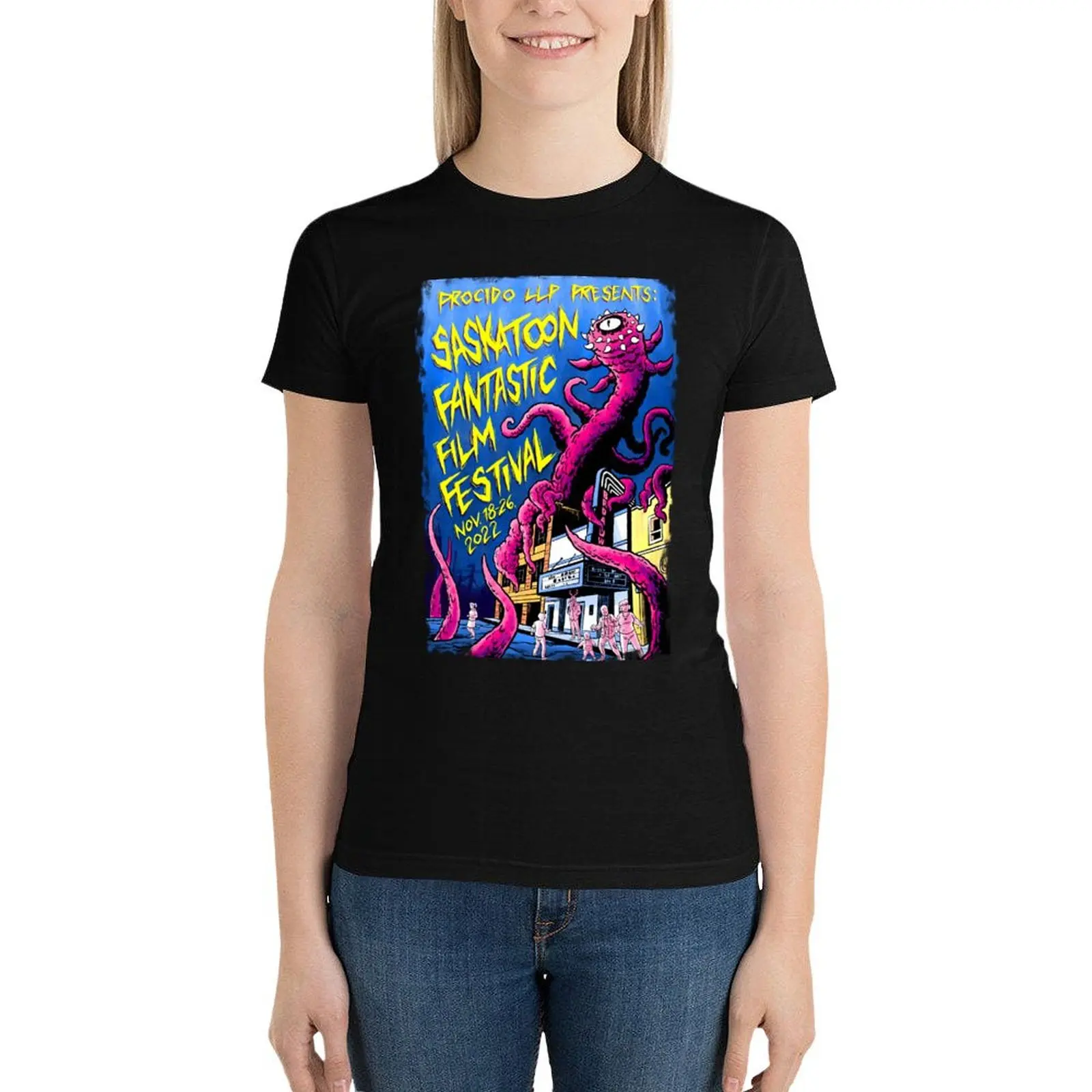 Saskatoon Fantastic Film Festival 2022 T-Shirt cute clothes summer clothes Womens clothing