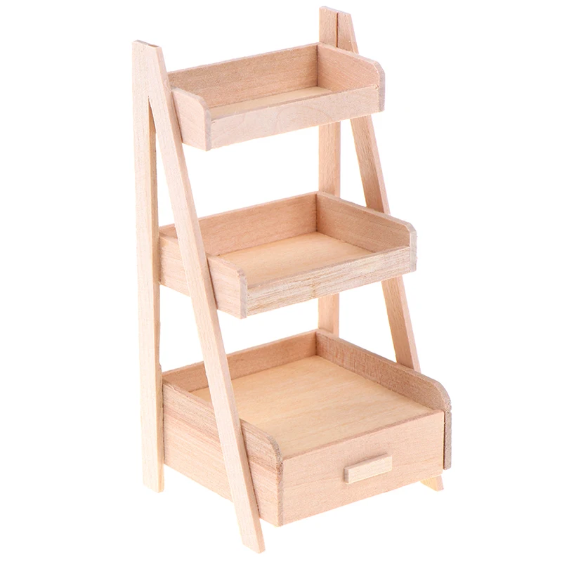 1:12 New Dollhouse Wood Shelf Flower Stand Mini Furniture Model Toys