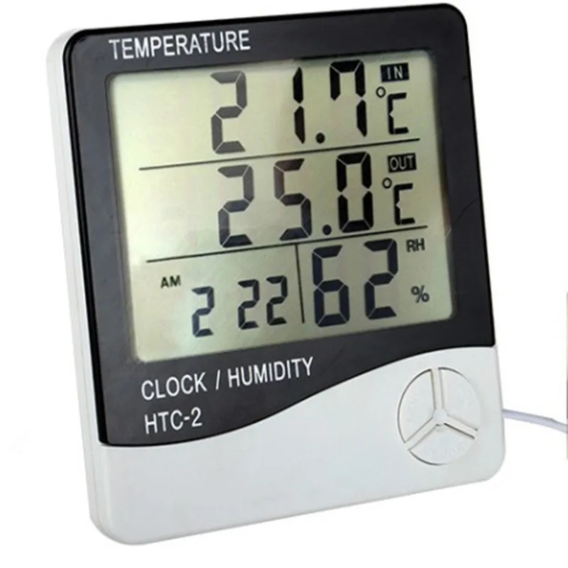 1~8PCS LCD Electronic Digital Temperature Humidity Meter Thermometer Hygrometer Indoor Outdoor Weather Station Clock HTC-1 HTC-2