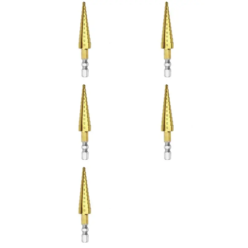 

AB34-5Pcs 3-13Mm HSS Straight Groove Step Drill Bit Wood Metal Hole Cutter Core Drill Bit Pagoda Drill Bit
