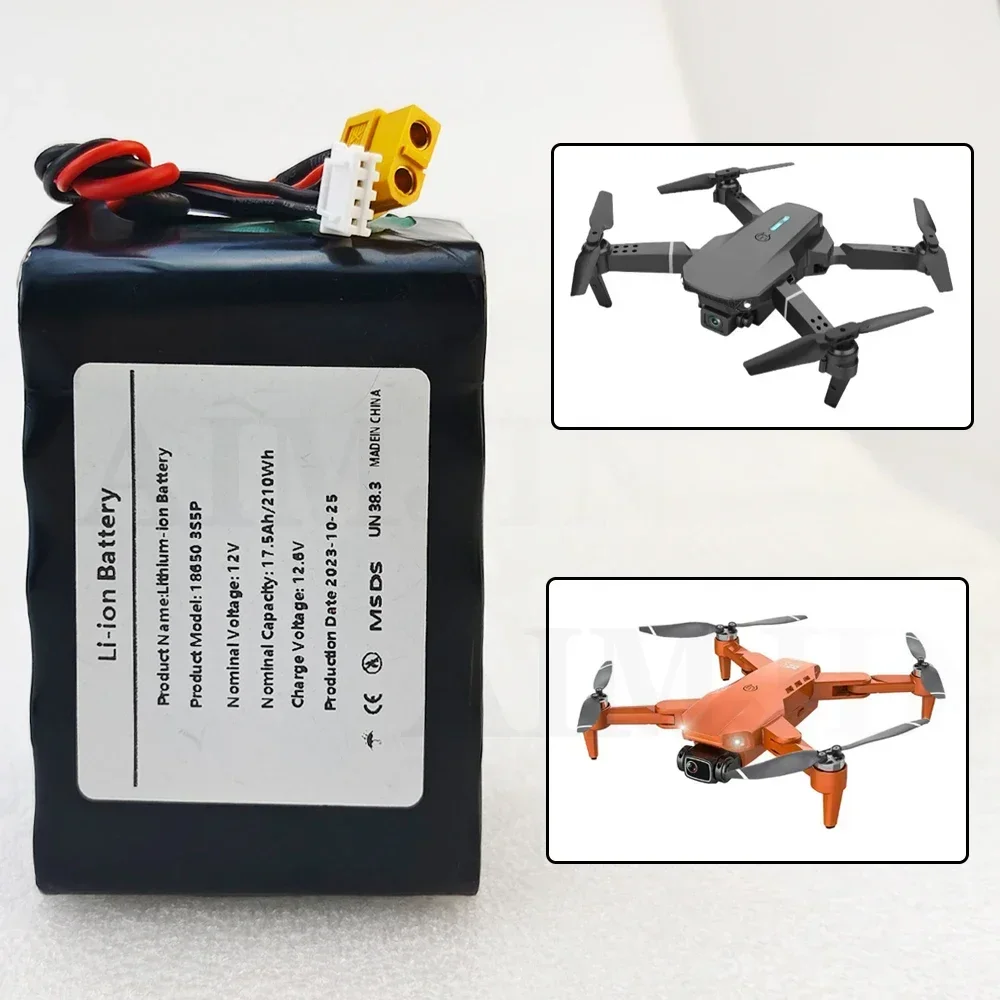 12V Battery 17.5Ah UAV  for Various RC Airplane Drone Quadrotor XH2.54-4P XT60 3s5p battery pack