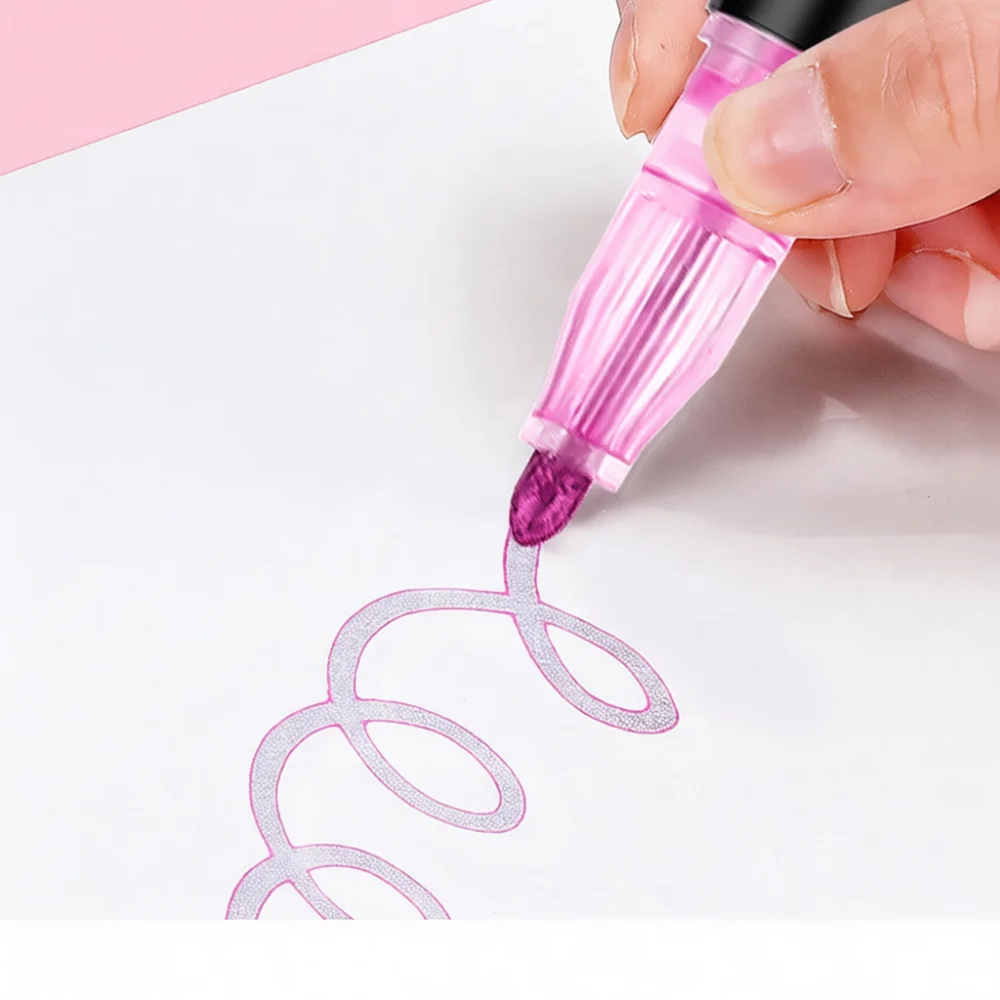 Self Outline Metallic Markers Double Line Pens For Scrapbooking Journaling Drawing Creative Art Supplies School Stationery