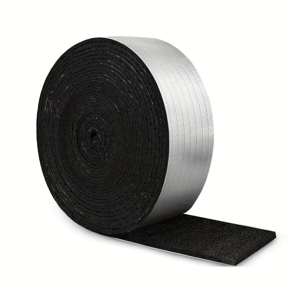 Flexible Outdoor Pipe Insulation Tape 10cm x 10m Foam Wrap with Aluminum Foil Layer for Heat Preservation and Waterproofing