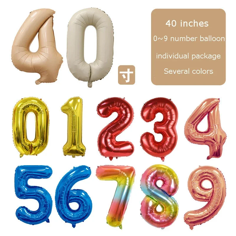 

40Inch Big Foil Birthday Balloons Helium Number Balloon 0-9 Happy Birthday Wedding Party Decorations Shower Large Figures Globos