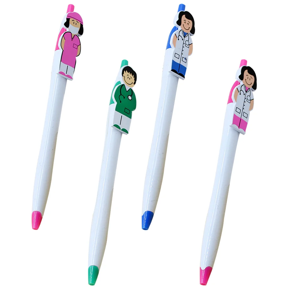 4 Pcs Gel Pen Cartoon Stationery Holder Student Party Nurse Gifts Accessories for Work Plastic Adorable Signature