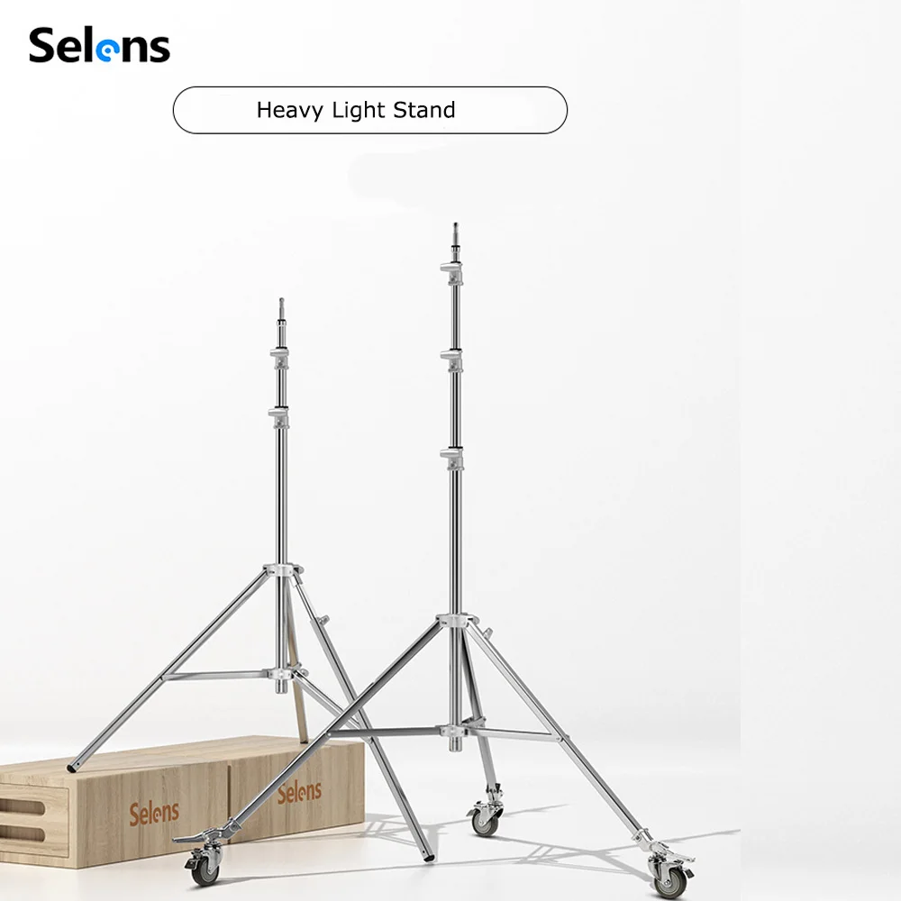 

Selens Heavy Duty Light Stand Tripod Stainless Steel Anti-slip Lamp Holder Studio Photo Kits Background Stand Photography props