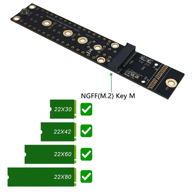 Cable de extensión M.2 NGFF NVMe M Key SSD, tarjeta extensora elevadora 2280, compatible con cable de extensión PCI-E 3,0 4X