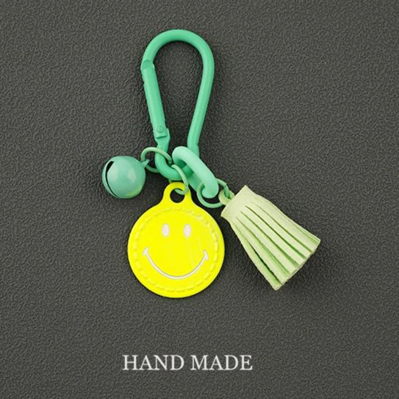 Cute Smiling Face Keychain Pendant Tassel Car Backpack Phone Key Chain Holder Hanger Keyring Buckle Gift for Friend Family Lover