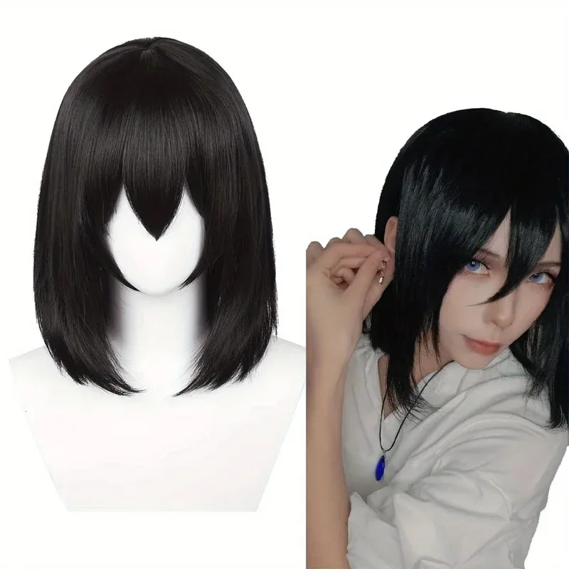 

Black Bob Wig for Women Men Howl Cosplay Wig Synthetic Hair Wig Length for Halloween Party Wigs