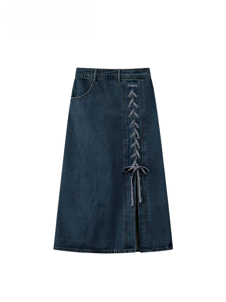 

plus Size Women's Denim Skirt A-Line Midi Casual Summer New Style High Waist Shape Pear Shape Sandal High Waist Skirt