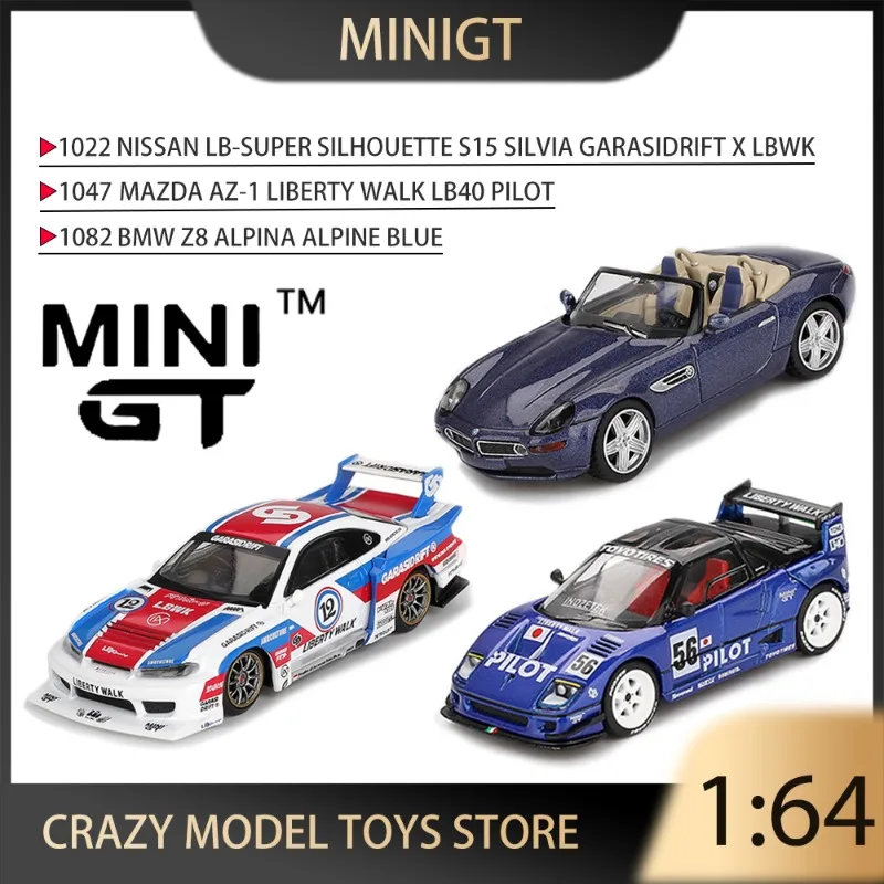 

MINIGT 1:64 Nissan LB-Super Silhouette S15 SILVIA Mazda AZ-1 Liberty Walk LB40 PILOT, литая под давлением модель автомобиля из сплава, коллекционные украшения