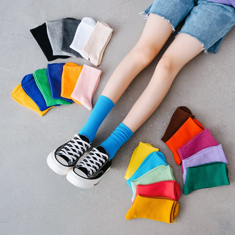 

Ins Simple Fashion Candy Color Mid-calf Women Socks Unisex Cotton Breathable Anti-odor Student Sports Socks Couples Casual Socks