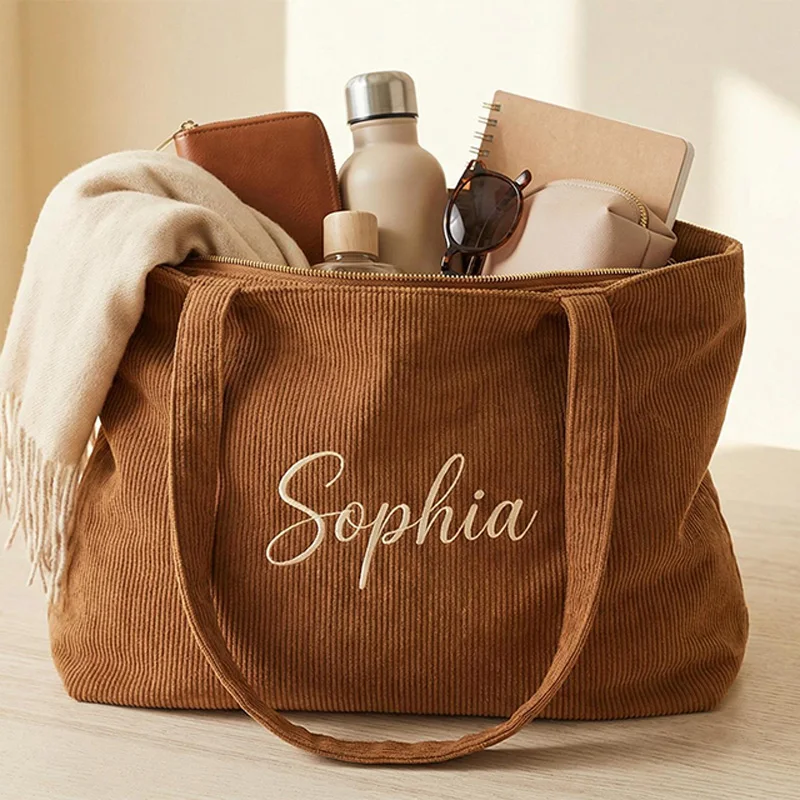 Personalized cosmetic bag with name Embroidery technique women's tote bag gift for her
