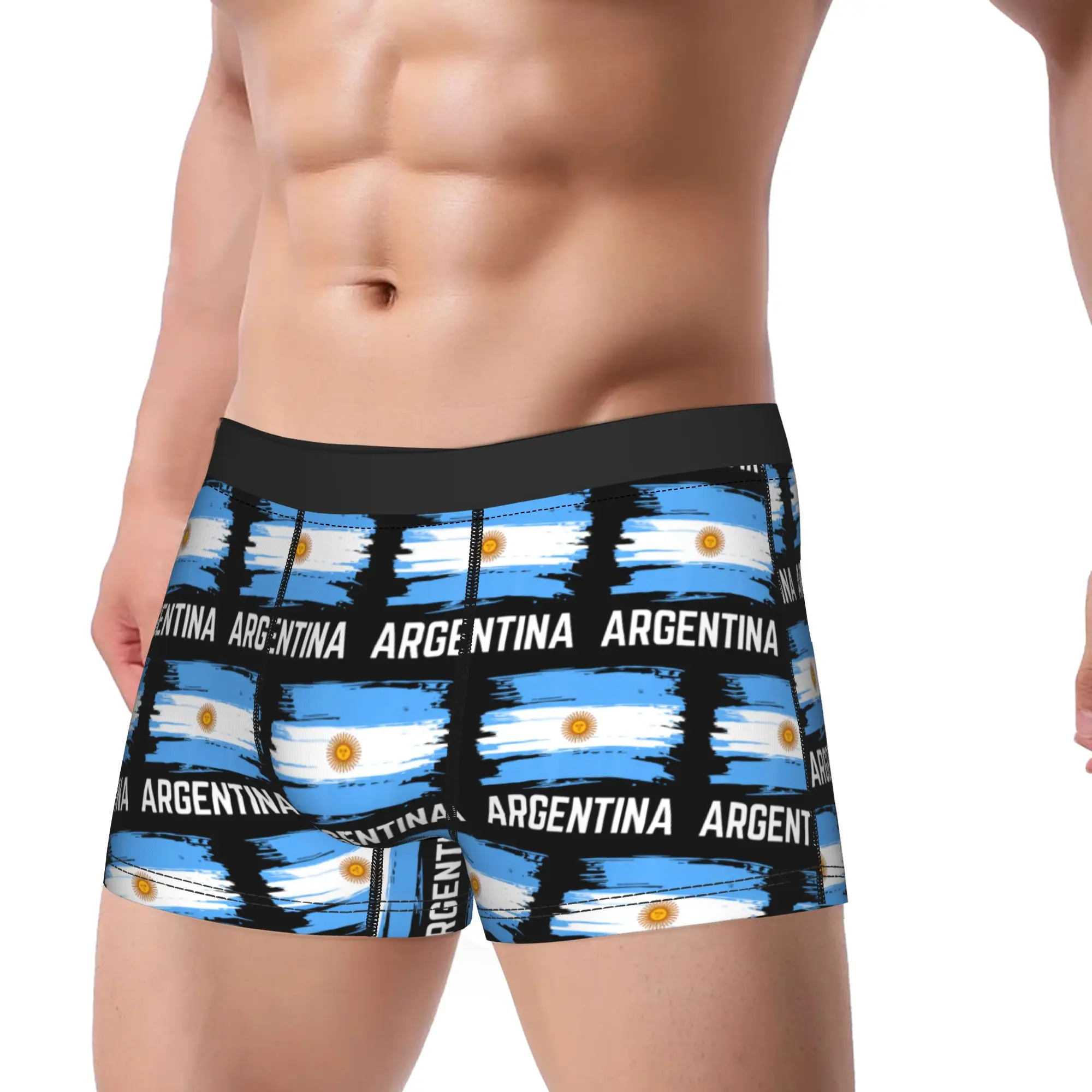Argentina Argentinian Flag Trunk  3D Pouch Underwear Trenky Custom DIY Shorts Briefs Comfortable Men Underpants Plus Size 2XL