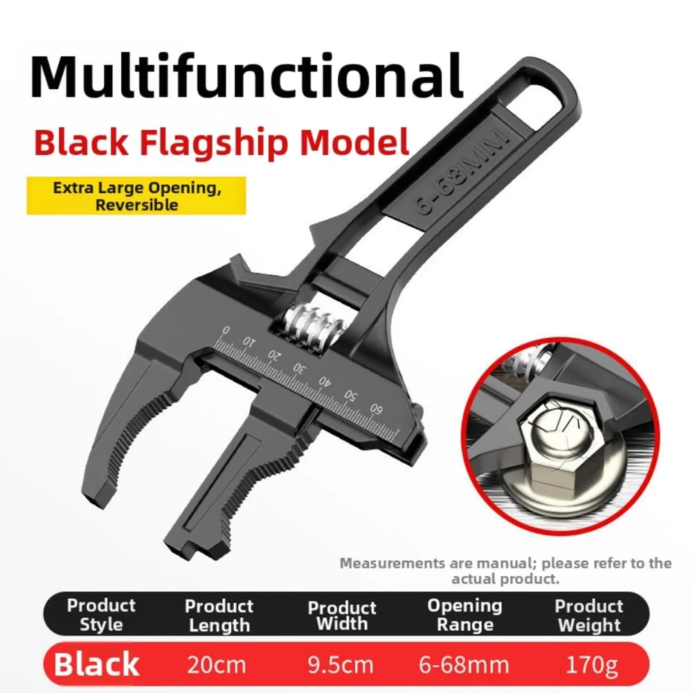 

668mm Adjustable Spanner Wrench with Lightweight Aluminum Build and Precision Jaw Scale for Plumbing Maintenance