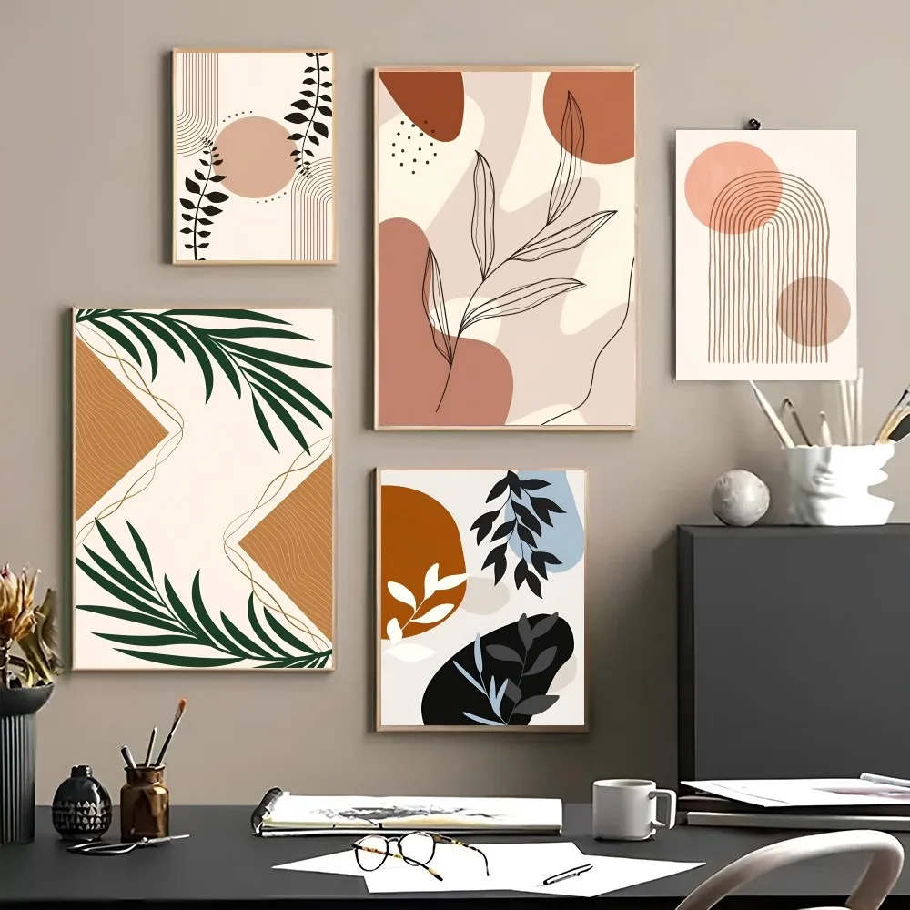 1PC Modern Boho Leaves Poster Paper Print Home Living Room Bedroom Entrance Bar Restaurant Cafe Art Painting Decoration
