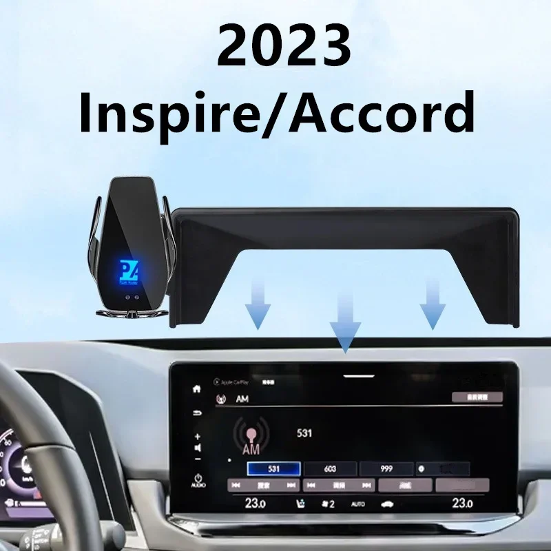 2023 For Honda Inspire Accord Car Screen Phone Holder Wireless Charger Navigation Modification Interior 12.3 Inch Size