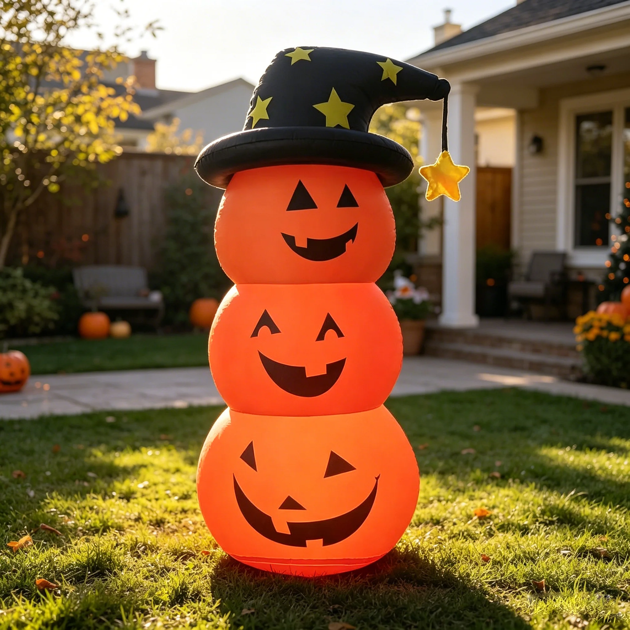 Pvc Inflatable Glowing Pumpkin Doll Suitable for Halloween, Halloween Inflatable Led Light-Up Ghost, Inflatable Model, Outdoor Yard Decoration - view 3