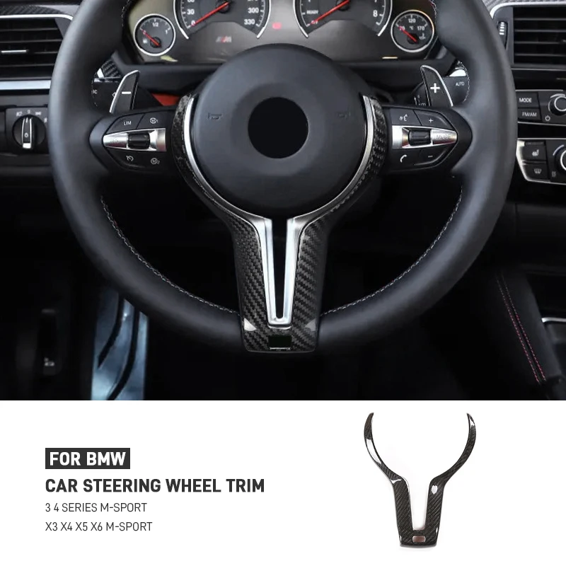 

Real Carbon Fiber Car Steering Wheel Trim Cover Sticker For BMW F80 M3 F82 F83 M4 F10 F20 F21 F22 F30 F32 F15 X5M F16 X6 M-Sport