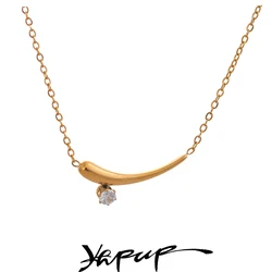 Yhpup Stylish Minimalist Stainless Steel Zircon Chic Collar Necklace for Women 18K Gold Color PVD Plated High Quality Jewelry