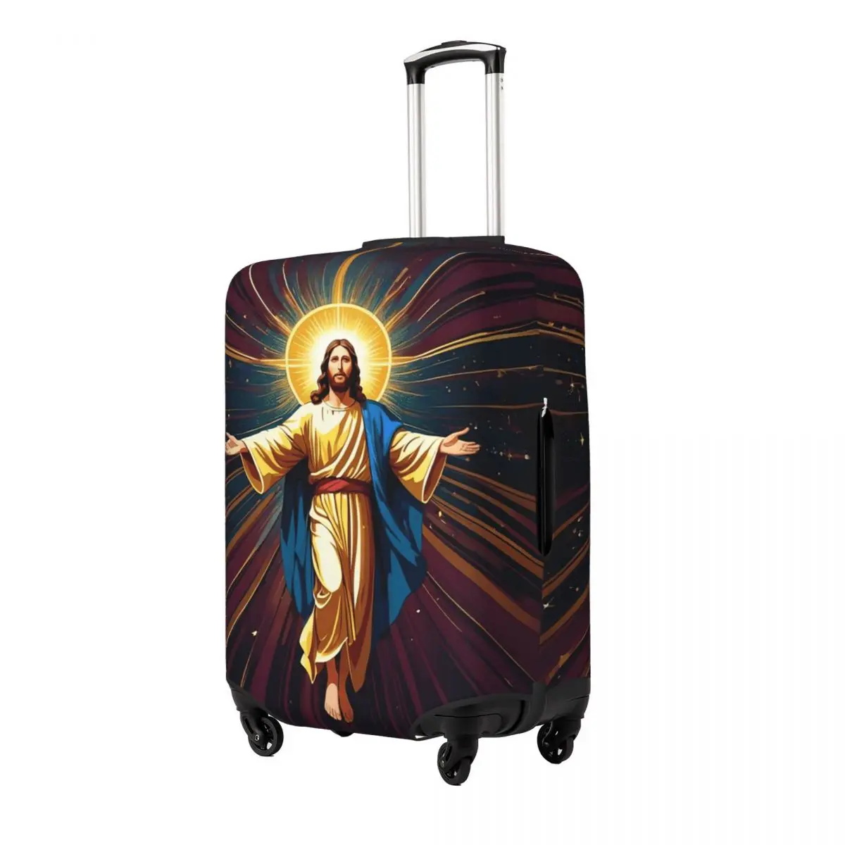 

Catholicism Saints Jesus Mary Suitcase Cover Protection Elastic Travel Luggage Protector Covers for 18-32 Inch