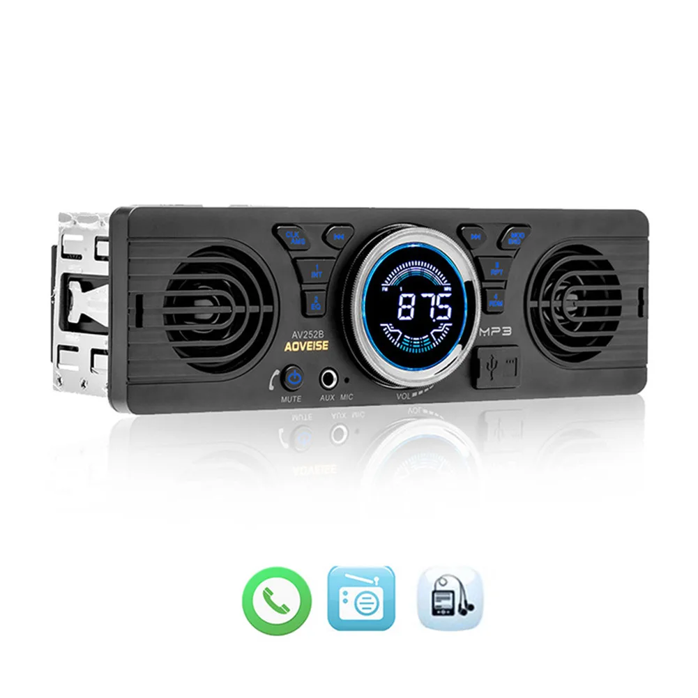 AV252 High Volume Control Single Din Car Stereo Radio with MP3 Player FM/USB/TF/AUX In Breakpoint and ID3 Playback
