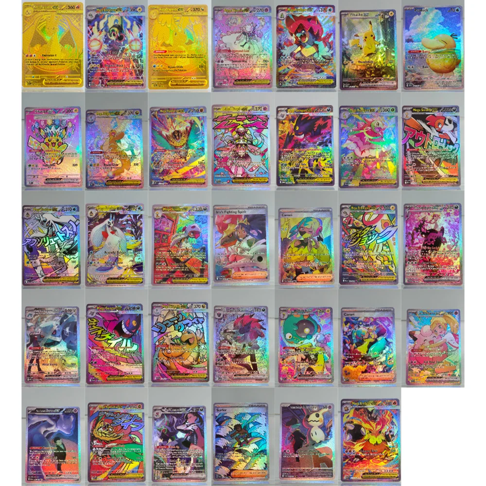 

Набор для самостоятельной сборки (DIY) игровых карт PTCG: English Ascended Heroes, Mega Gengar, Dragonite, Charizard, Meganium, Lillie's Clefairy, Mewtwo, Zoroark (игровые карты-игрушки)